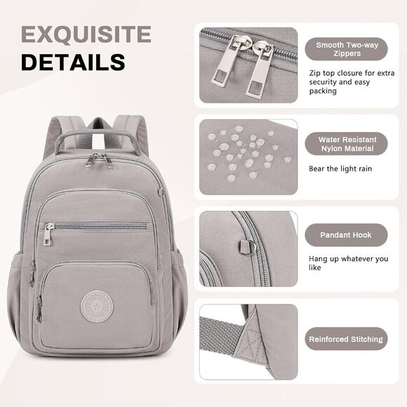 Small Women's Backpack Nylon 2PCS Compact Lightweight Travel Purse - Picture 6 of 9